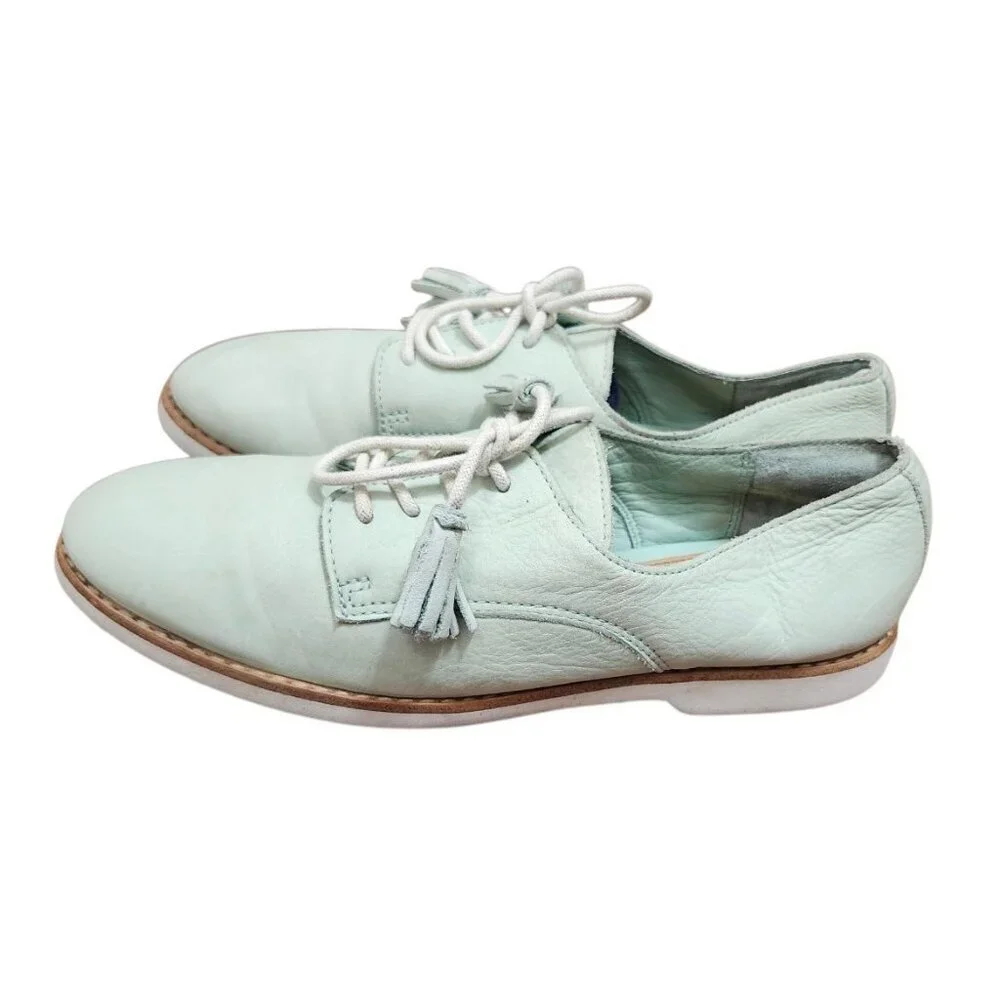 COACH Zinnia Mint Leather Oxford Shoes Tassel Detail Classic Chic Size 8 B - Picture 5 of 12